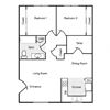 Brentwood 2 Bedroom, 2 Bath 2 Bedroom, 2 Bath Floor Plan